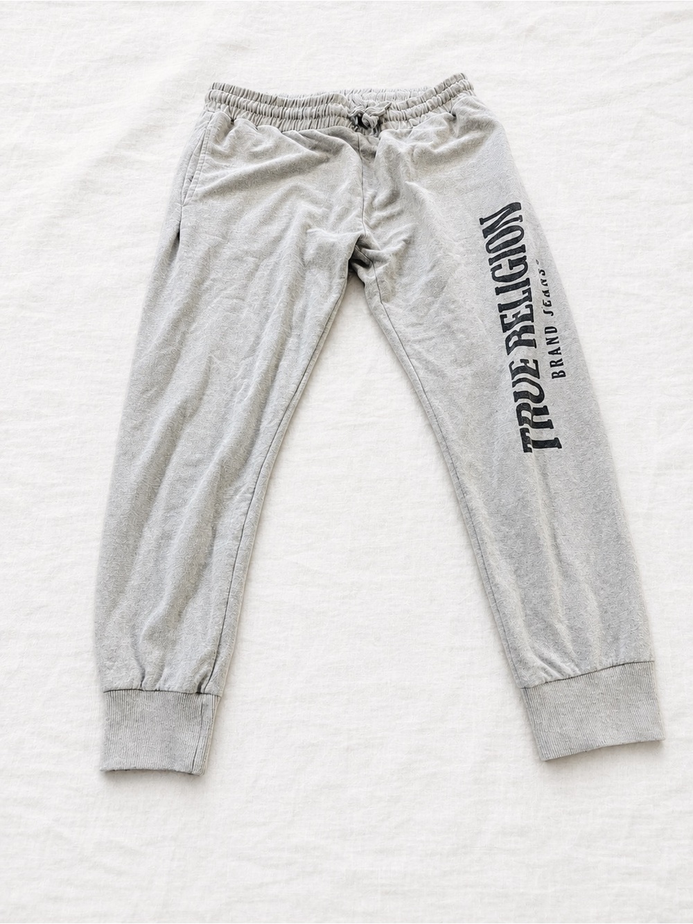 True Religion Light Gray Joggers with Side Logo